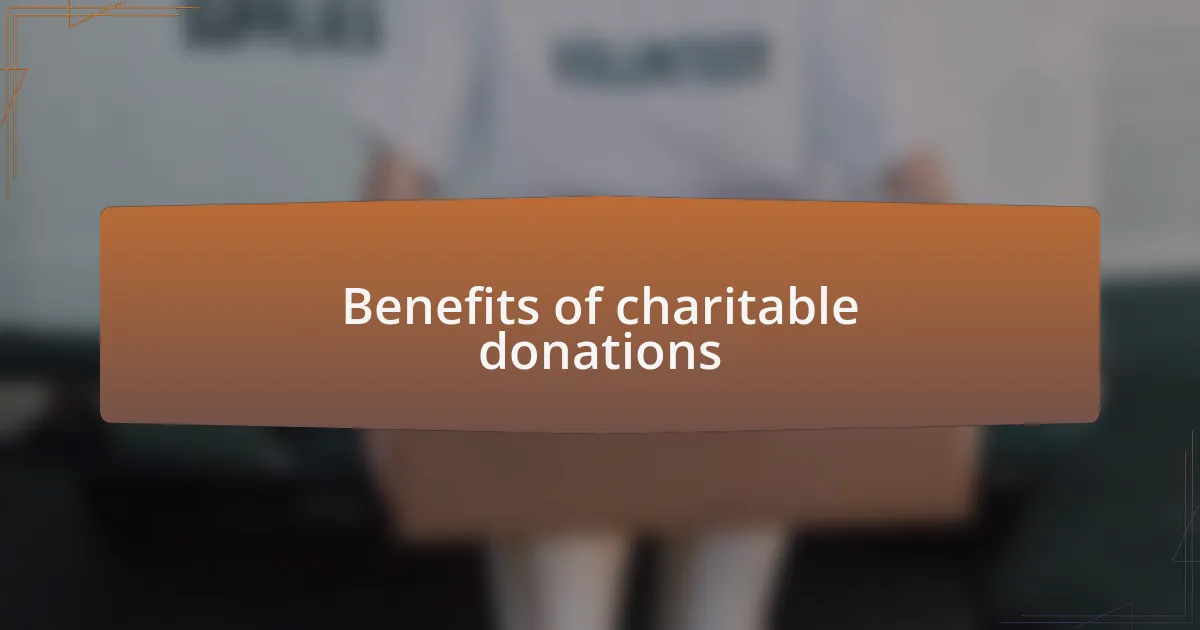 Benefits of charitable donations