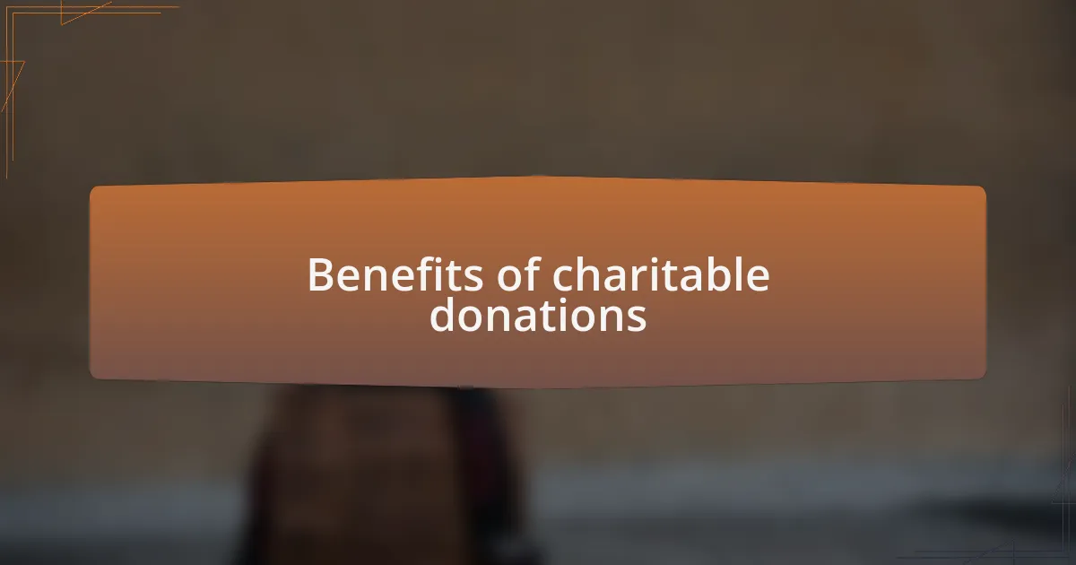 Benefits of charitable donations