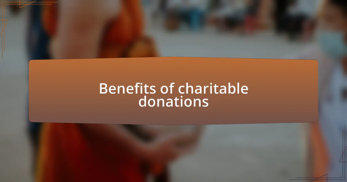 Benefits of charitable donations
