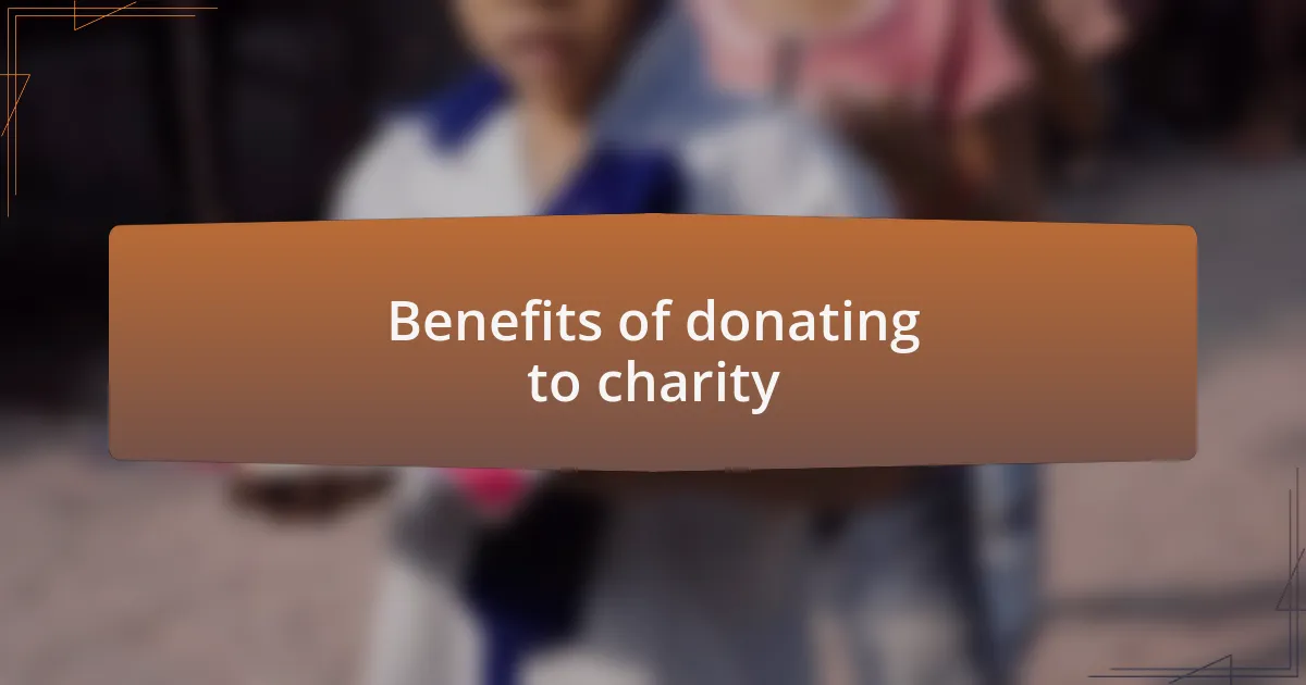 Benefits of donating to charity