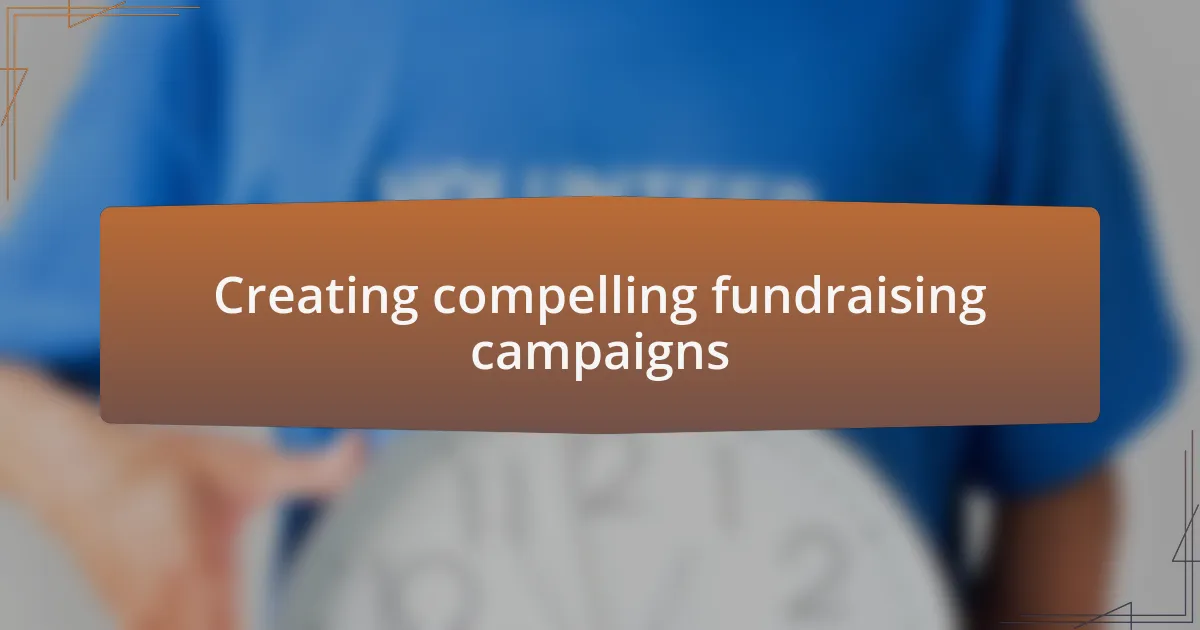 Creating compelling fundraising campaigns
