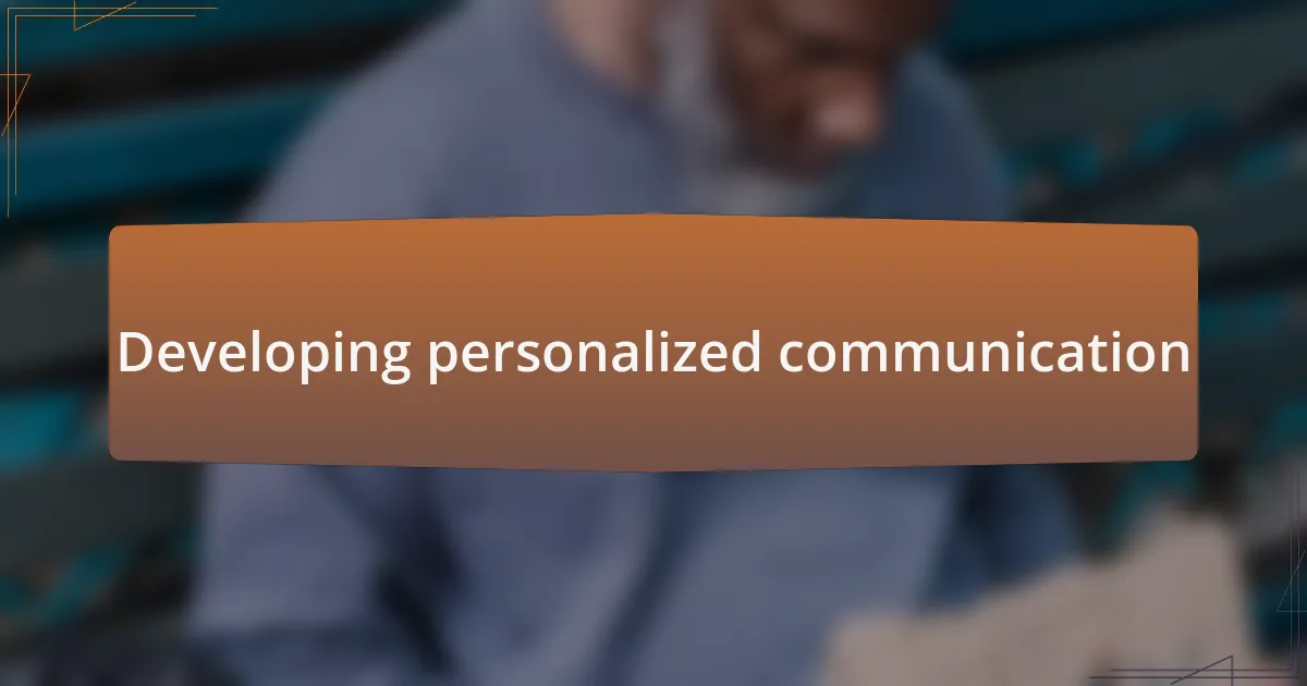 Developing personalized communication