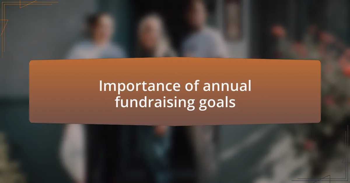 Importance of annual fundraising goals