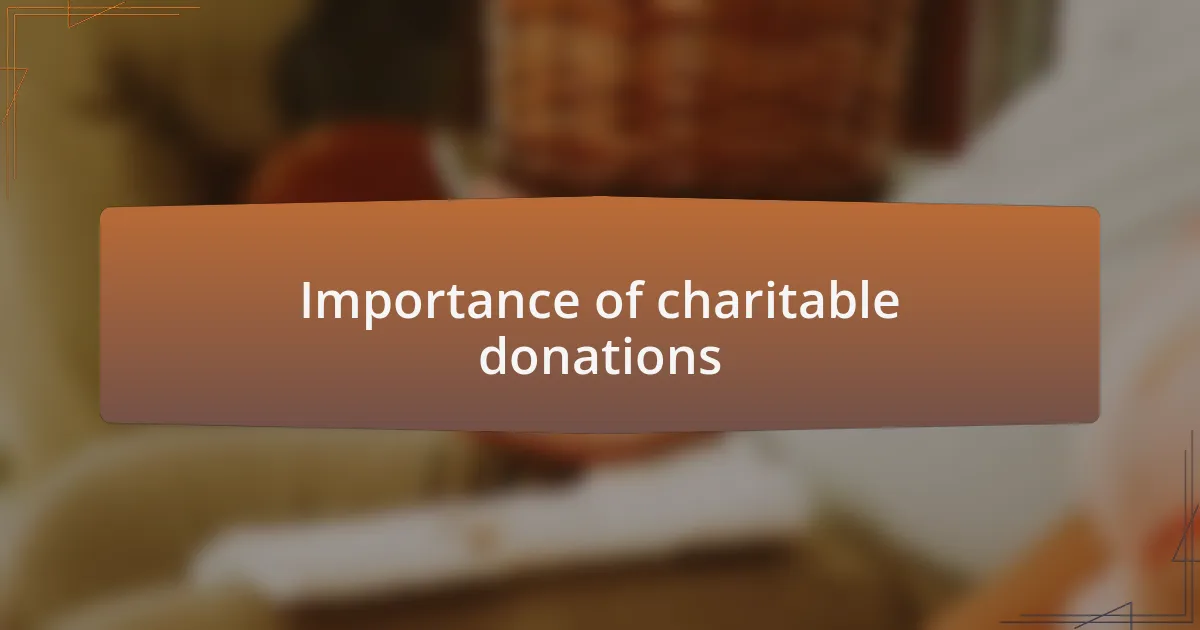 Importance of charitable donations