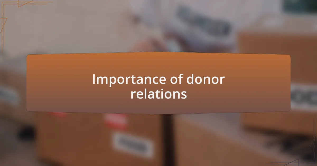 Importance of donor relations