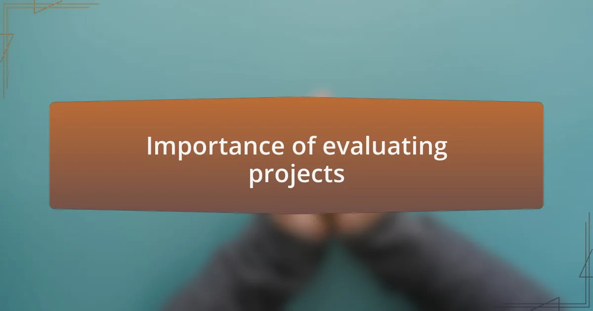 Importance of evaluating projects