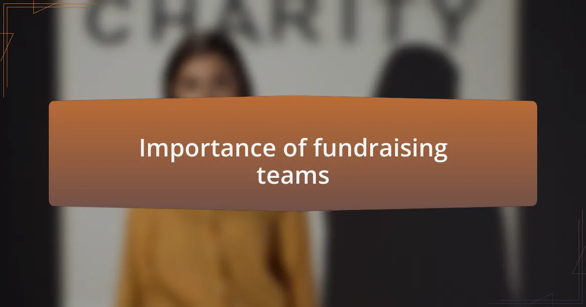 Importance of fundraising teams