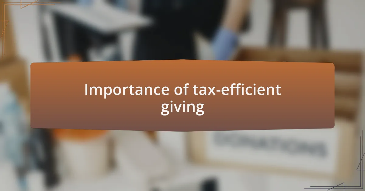 Importance of tax-efficient giving