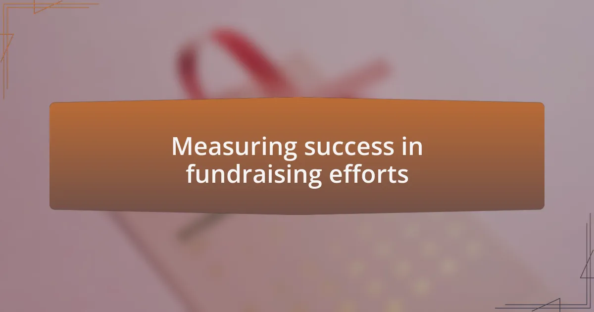 Measuring success in fundraising efforts