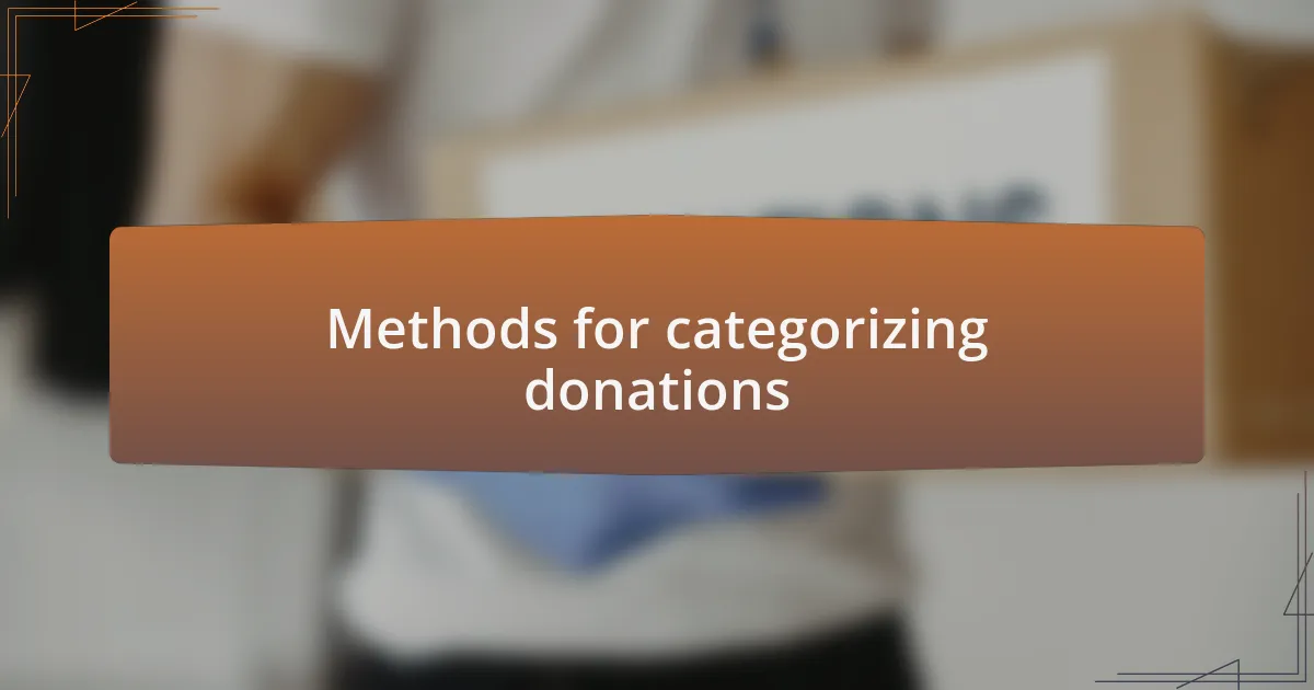 Methods for categorizing donations