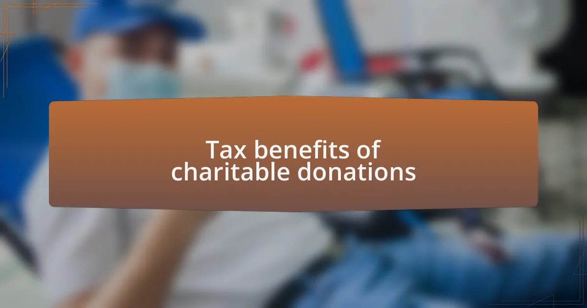 Tax benefits of charitable donations