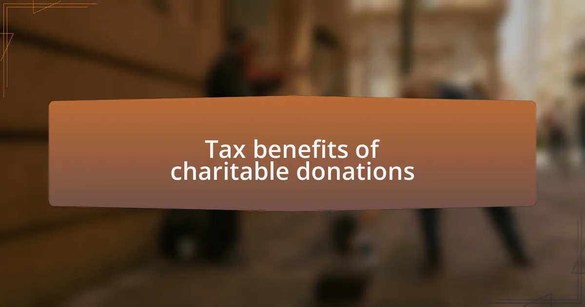 Tax benefits of charitable donations