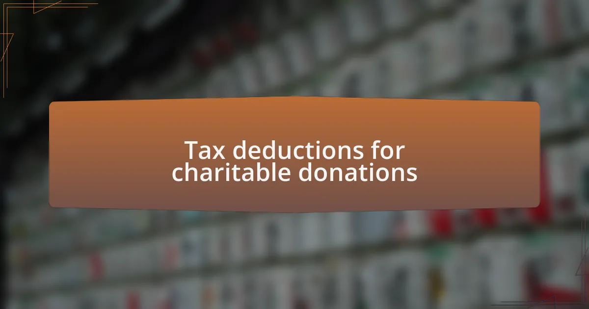 Tax deductions for charitable donations