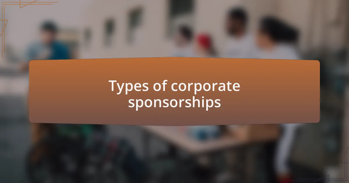 Types of corporate sponsorships